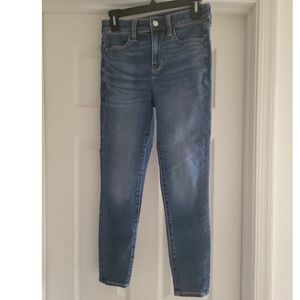 American Eagle High Rise Jegging Next Level Stretch Medium Wash Blue Jeans Sz 4